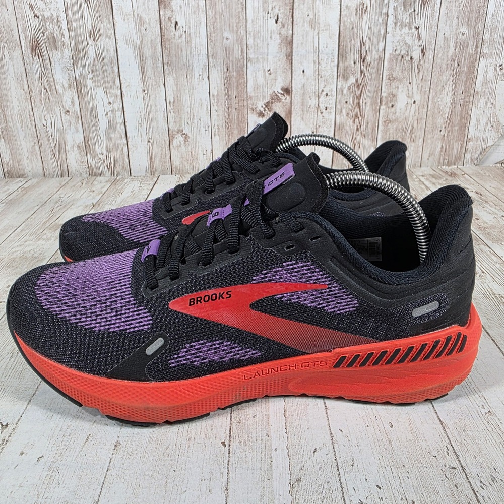Brooks Launch GTS 9 Womens Running Shoes Black Purple Orange 1203741B013 Size 10
